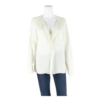 MASSIMO DUTTI Womens Top Cream V-Neck Long Sleeve Silk UK 12