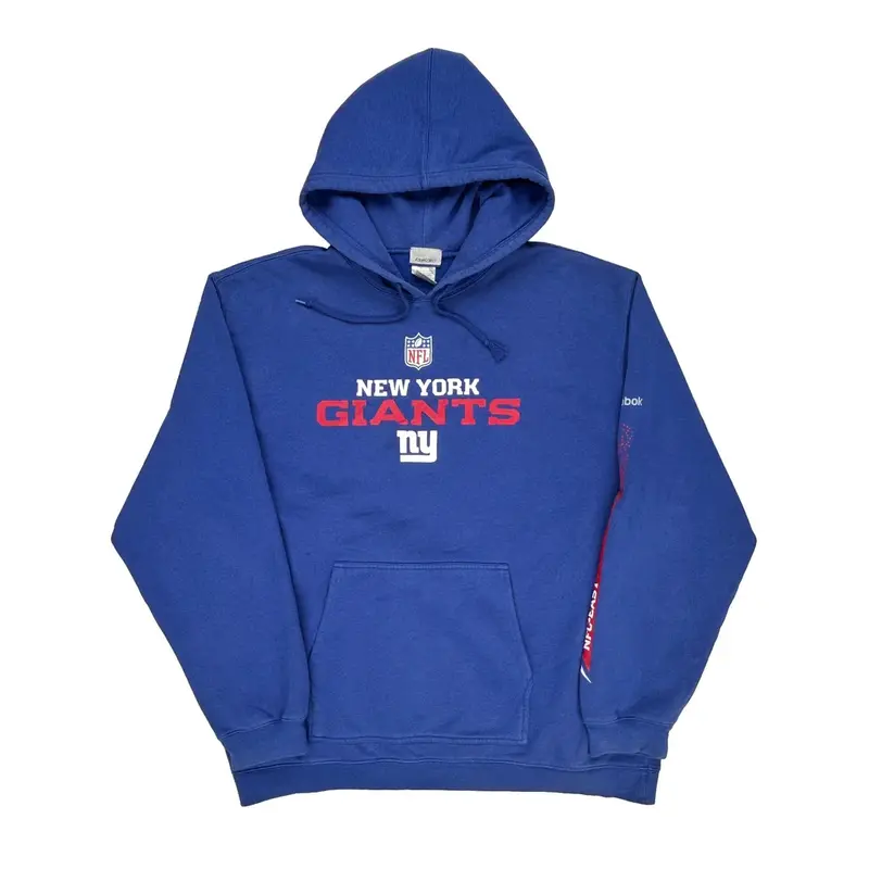 New York Giants Reebok Nfl Hoodie - 2XL Blue Cotton Blend