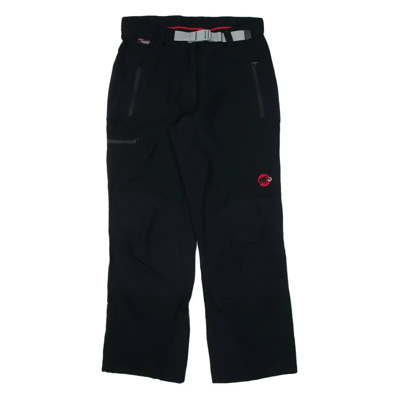 MAMMUT Belted Womens Trousers Black Loose Straight W30 L28