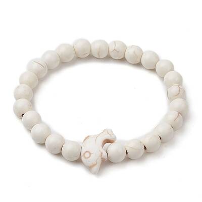 Synthetic Turquoise Dolphin Beads with Synthetic Turquoise Beaded Stretch Bracelets