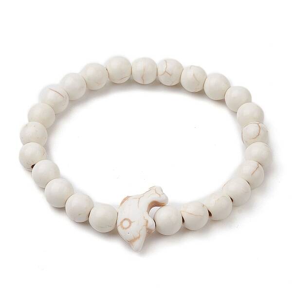 Synthetic Turquoise Dolphin Beads with Synthetic Turquoise Beaded Stretch Bracelets