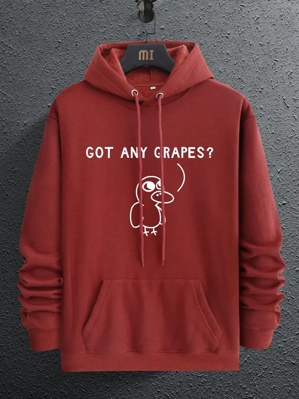 Unisex Men's Cartoon Graphic Print Drawstring Essentials Hoodie, Regular Fit Casual Long Sleeve Pocket Hooded Sweatshirt, Men...