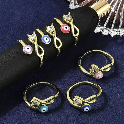 Brass Micro Pave Clear Cubic Zirconia Enamel Cuff Rings for Women