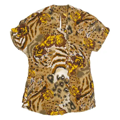 Womens Shirt Top Brown Crazy Pattern M