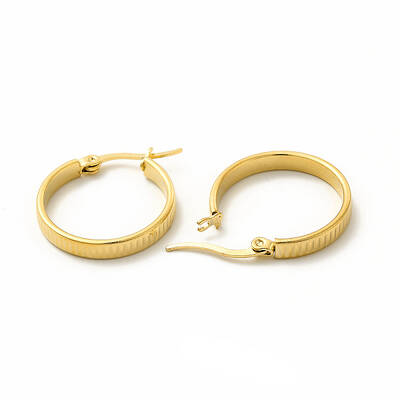 201 Stainless Steel Grooved Hoop Earrings with 304 Stainless Steel Pin for Women