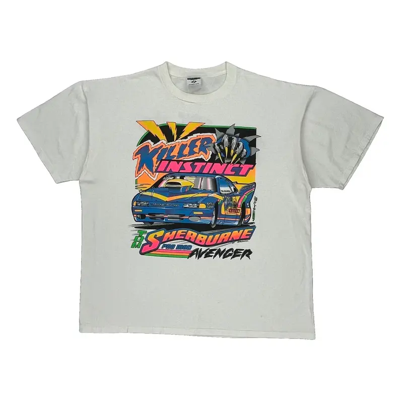 Racing Jerzees Graphic T-Shirt - 3XL White Cotton