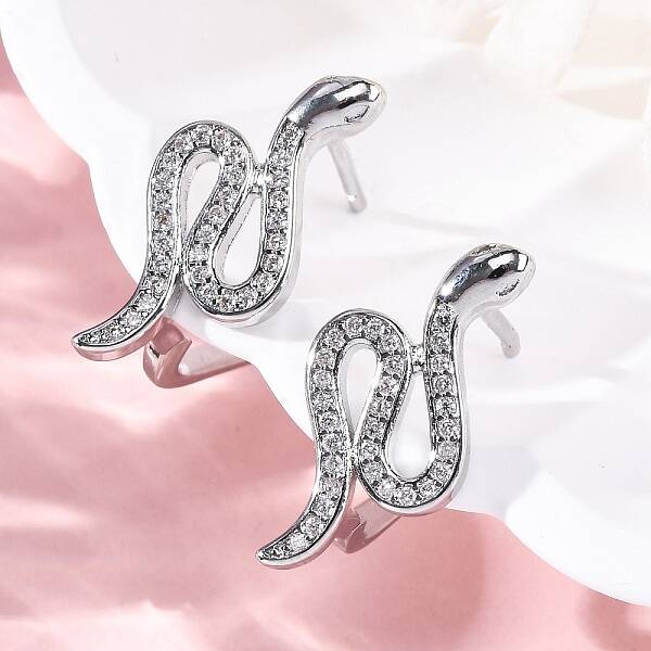 Brass Clear Cubic Zirconia Hoop Earrings