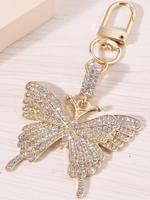 Rhinestone Decorated Butterfly Design Keychain, Fashion Keychain for Women & Men, Trendy All-match & Exquisite Keychain for B...