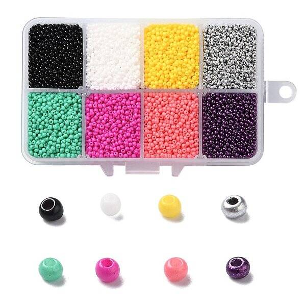 200G 8 Colors 12/0 Grade A Round Glass Seed Beads