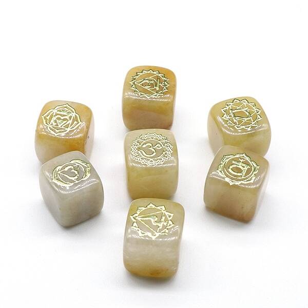 Natural Topaz Jade 7 Chakra Healing Stone Set