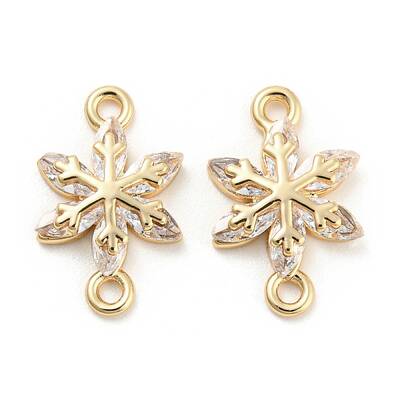 Brass Pave Clear Cubic Zirconia Connector Charms