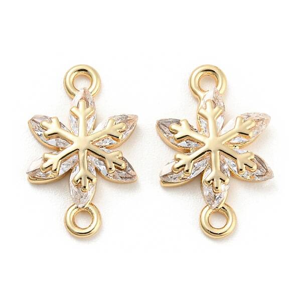 Brass Pave Clear Cubic Zirconia Connector Charms