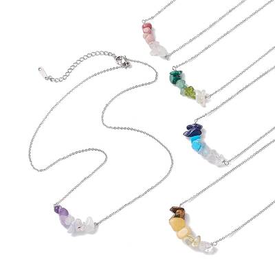 Gradient Color Gemstone Chip Pendant Necklaces