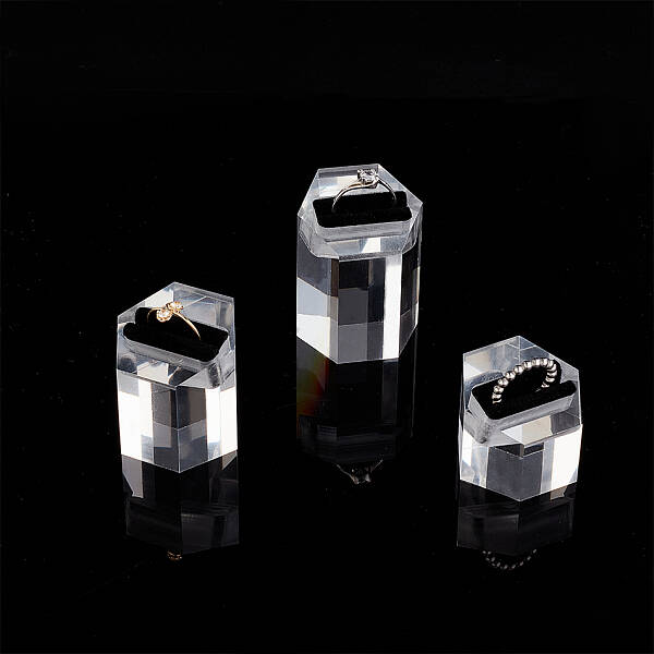 AHANDMAKER 3 Pcs Acrylic Ring Display Holder