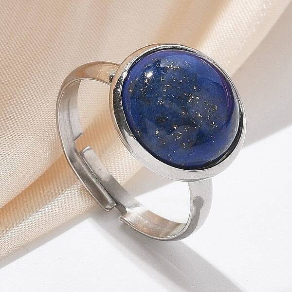 Half Round Natural Lapis Lazuli Finger Rings