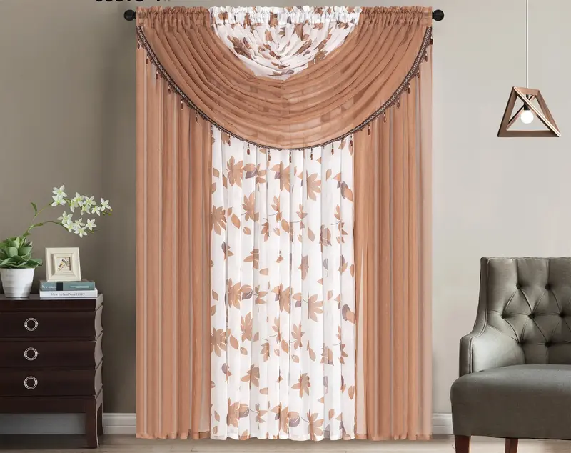 Bollft All in One Luxury Sheer Curtain with 4 Attached Panels (53\