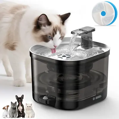 Cat Water Fountain , Cordless Pet Water Fountain with Filter，Automatic Water Fountains for Cats Indoor with Motion Sensor, ...