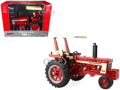International Harvester 666 Hydro Tractor with Fender Radio and ROPS Red and Cream Case IH Agriculture Series 1/16 Diecast Mo...