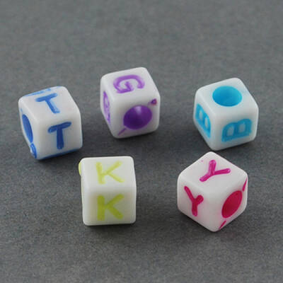 Craft Style Mixed Color Chunky Letter Acrylic Cube Beads for Kids Jewelry