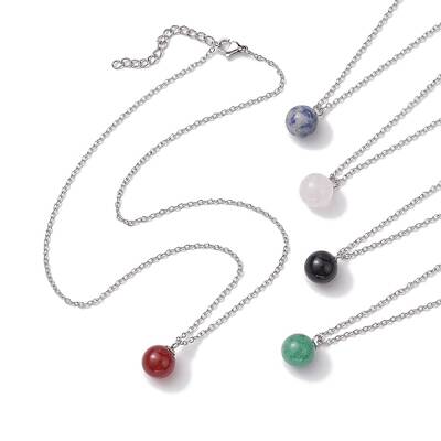 Round Gemstone Pendant Necklaces