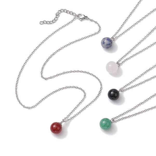 Round Gemstone Pendant Necklaces