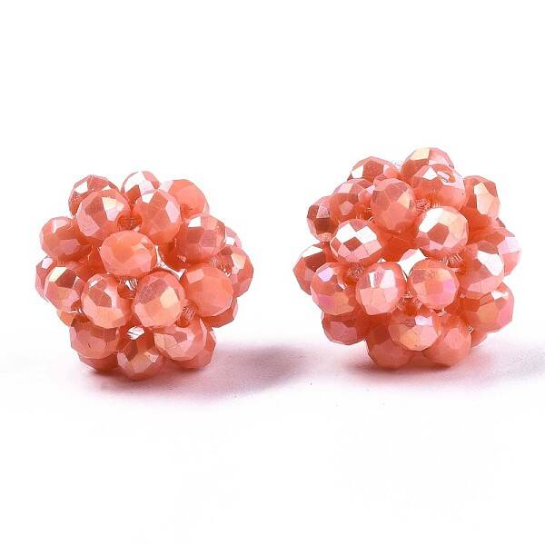 Electroplate Opaque Glass Round Woven Beads