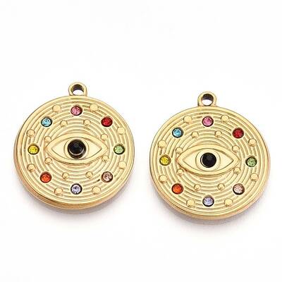 304 Stainless Steel Rhinestone Pendants