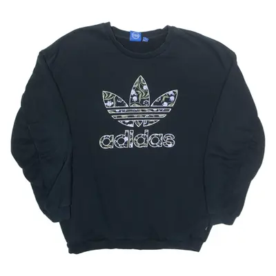 ADIDAS Floral Womens Sweatshirt Black UK 14