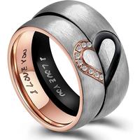 Real Love Heart Promise Ring for Men and Women Stainless Steel Couples Wedding Engagement Bands Top Ring