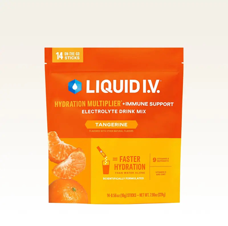 Liquid I.V. Hydration Multiplier +Immune Support - Tangerine - Hydration Powder Packets | Electrolyte Powder Drink Mix | Conv...
