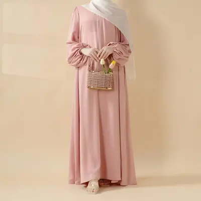 Women's Elegant Long Sleeve Set ,Daily abaya,muslim cloth,Candy Color Pleated | Must-have Essential Basic Dress (MA142) Wome...