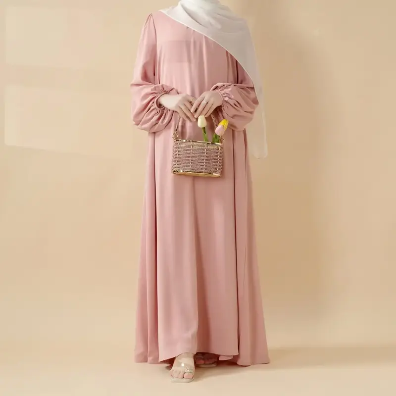 Women's Elegant Long Sleeve Set ,Daily abaya,muslim cloth,Candy Color Pleated  | Must-have Essential Basic Dress (MA142) Wome...