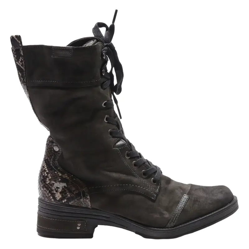 MUSTANG Combat Boots Grey Suede Womens UK 7
