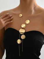Round Shaped Charm Chain Necklace, Charm Necklace Jewelry for Party, Daily Clothing Decor, Trendy All-match Chunky Dangling J...