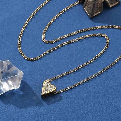 304 Stainless Steel Crystal Rhinestone Pendant Cable Chain Necklaces for Women