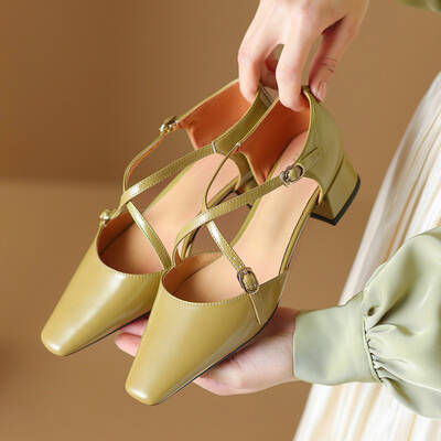 CHIKO Alexa Square Toe Block Heels Pumps Shoes