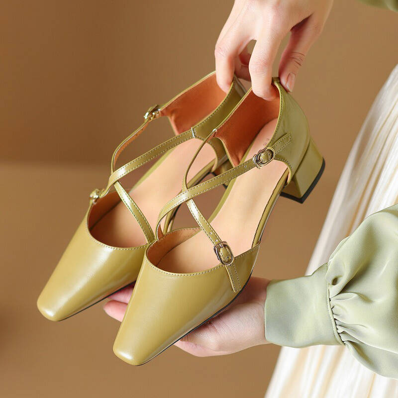 CHIKO Alexa Square Toe Block Heels Pumps Shoes