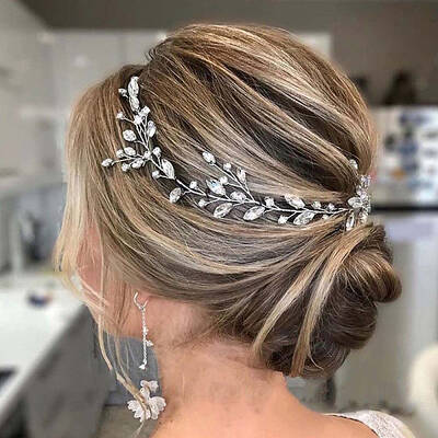 Rhinestone Leaf Wedding Hair Band