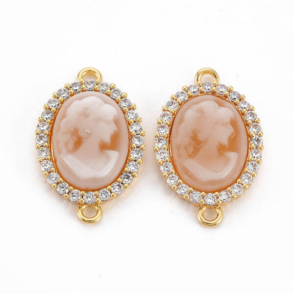 Brass Clear Cubic Zirconia Links Connectors