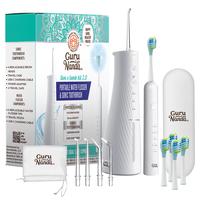 GuruNanda Lion & Lamb Kit 2.0, Electric Toothbrush with Water Flosser Combo, 4 Jet Tips, 4 Brush Heads & IPX7 Waterproof Desi...