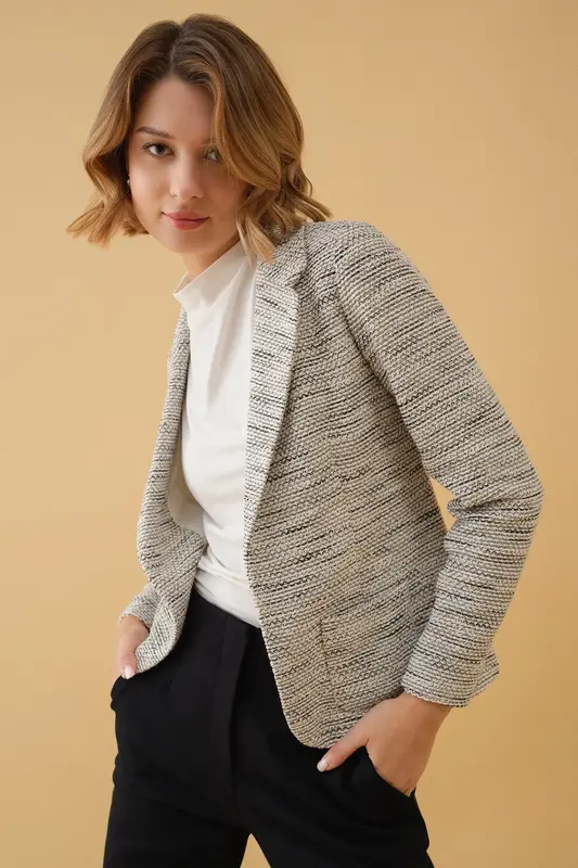 Belted Jacket - White Tweed | Size: L