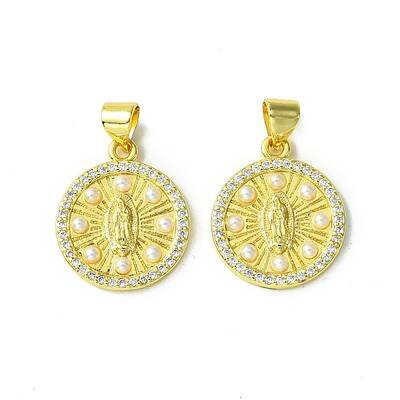 Real 18K Gold Plated Brass Micro Pave Clear Cubic Zirconia Pendants