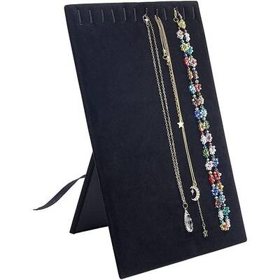 1Pc Velvet Covered Wood Jewelry Necklace Display Planks
