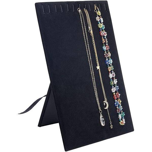 1Pc Velvet Covered Wood Jewelry Necklace Display Planks