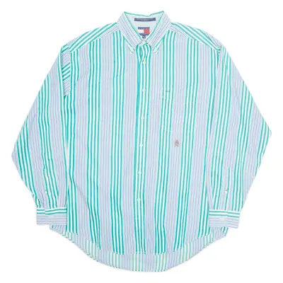 TOMMY HILFIGER Mens Shirt Blue Striped Long Sleeve M