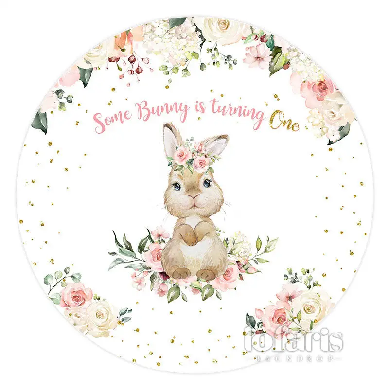 Aperturee Bunny Is Turning One Happy Birthday Circle Backdrop | Simple Backdrop For Birthday | Birthday Back Drop | Birthday ...