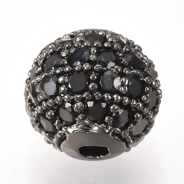 Brass Micro Pave Cubic Zirconia Beads