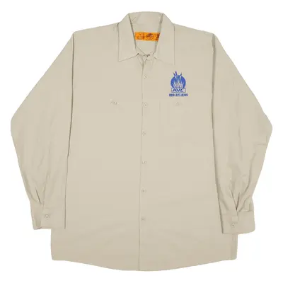 RED KAP Workwear Worker Shirt Cream Long Sleeve Mens L