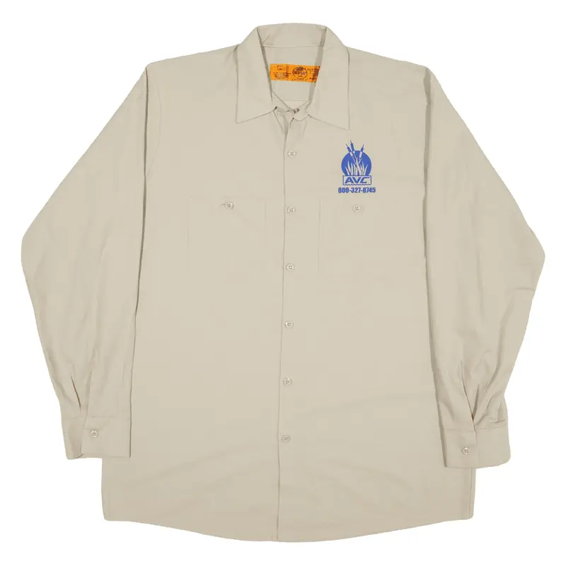 RED KAP Workwear Worker Shirt Cream Long Sleeve Mens L