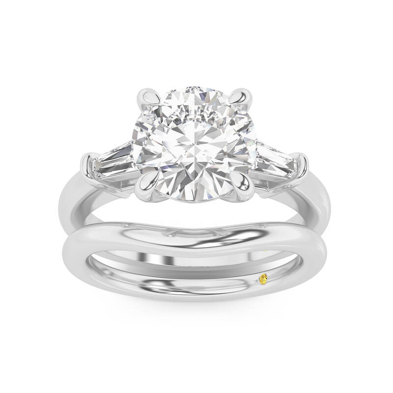Ignite Lab Grown Round Diamond Engagement Ring with the Zola Wedding Band | 18K White Gold 3 ct. tw.